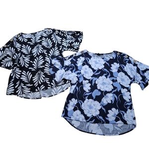 2 Ellen Tracy Women’s M Linen Tops Beachy Vacation Boho Resort Breathable Floral